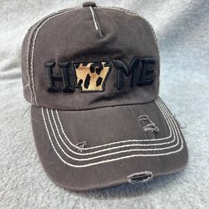 Arkansas Home Leopard State Women Gray Sunshine & Rodeo Distressed Hat OSFM